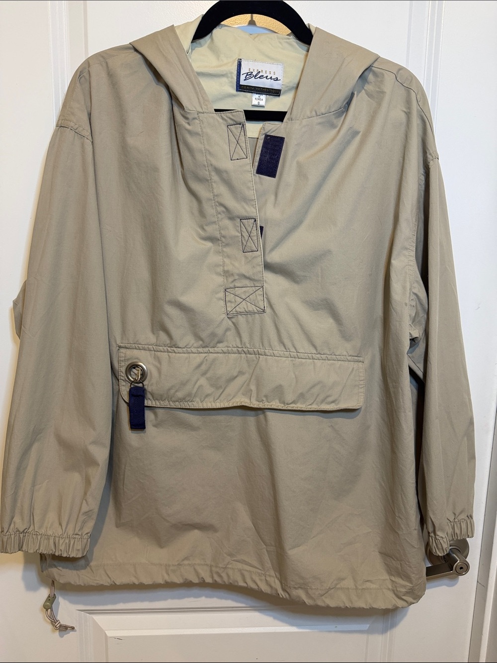 Bleus Hooded Anorak Utility Jacket in Beige